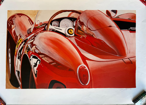 ALAIN MIRGALET FERRARI 250 TESTA ROSSA POSTER VINTAGE 60x80