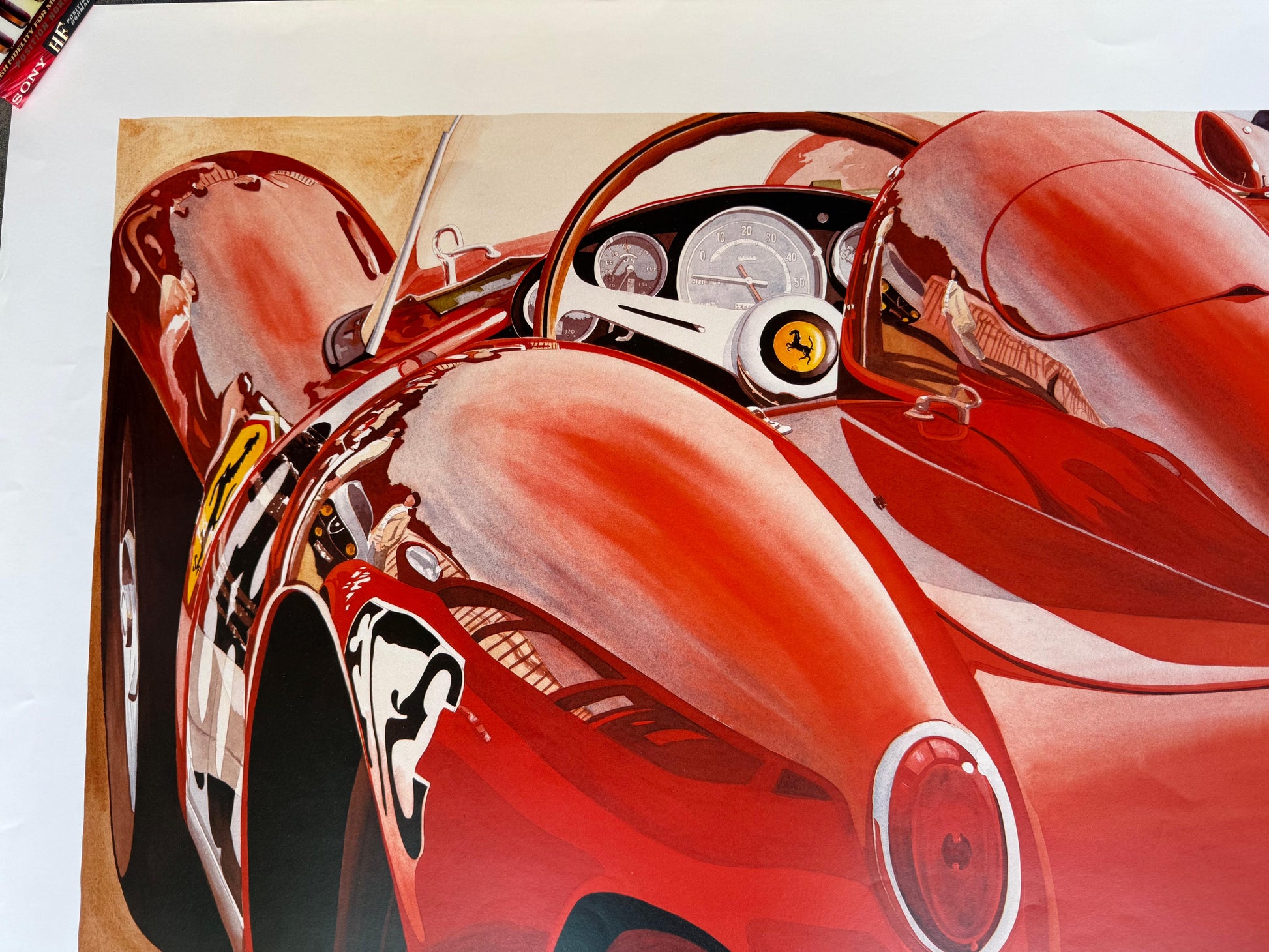 ALAIN MIRGALET FERRARI 250 TESTA ROSSA POSTER VINTAGE 60x80