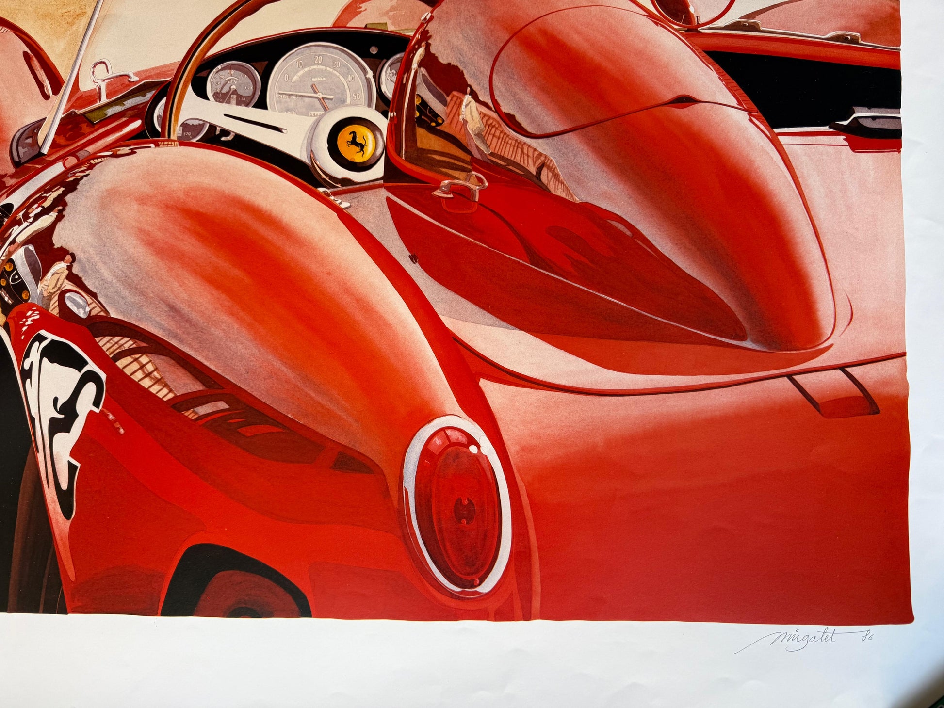 ALAIN MIRGALET FERRARI 250 TESTA ROSSA POSTER VINTAGE 60x80