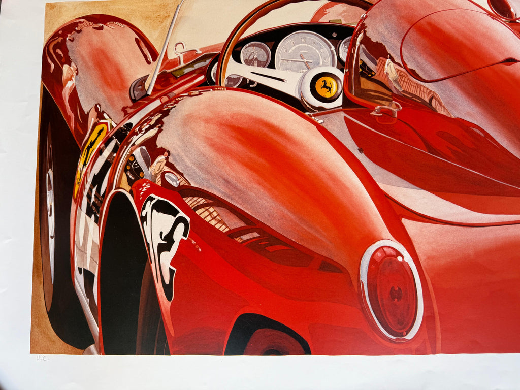 ALAIN MIRGALET FERRARI 250 TESTA ROSSA POSTER VINTAGE 60x80