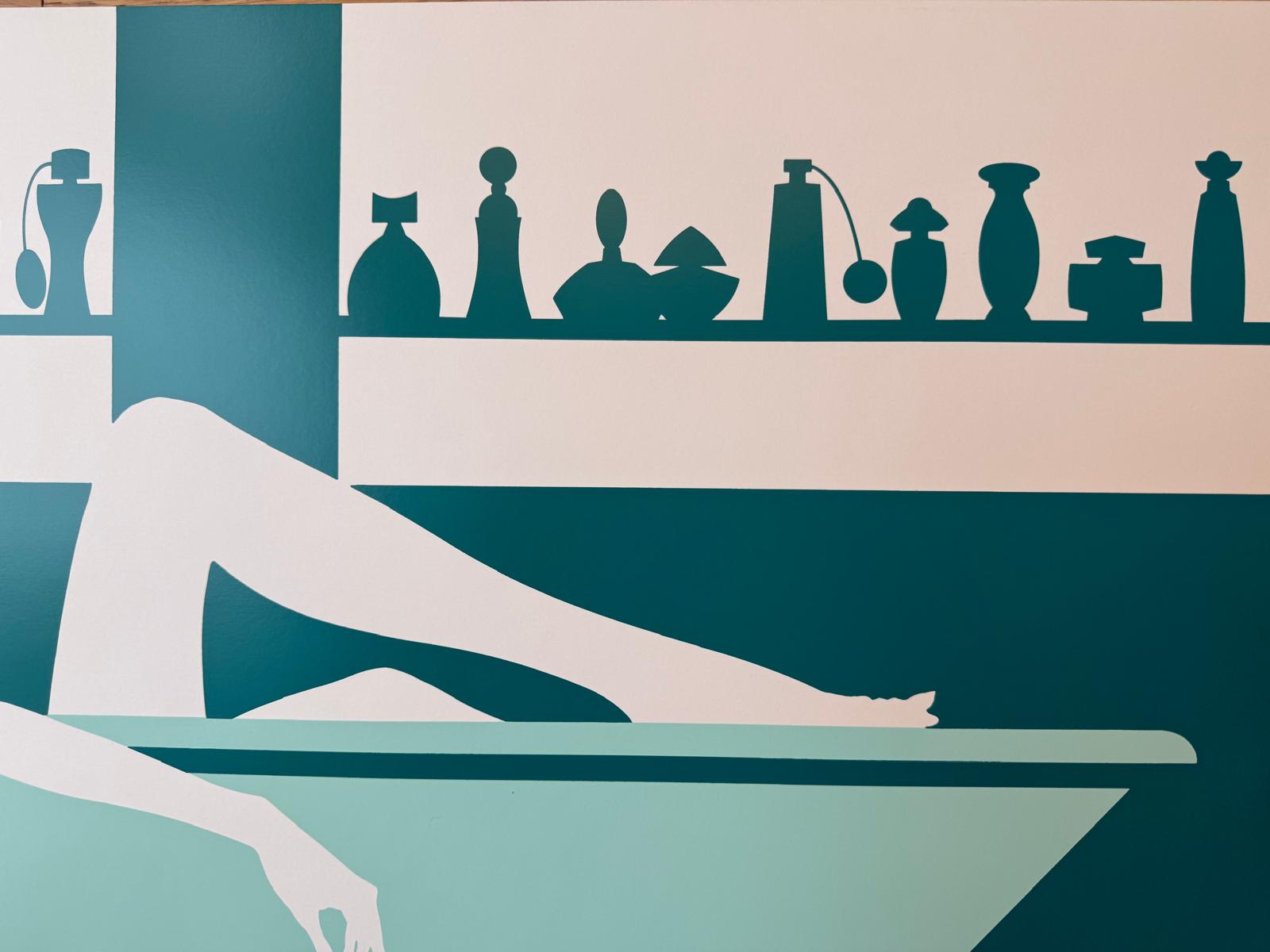 AMLETO DALLA COSTA WOMAN BATHROOM POSTER VINTAGE 70x50