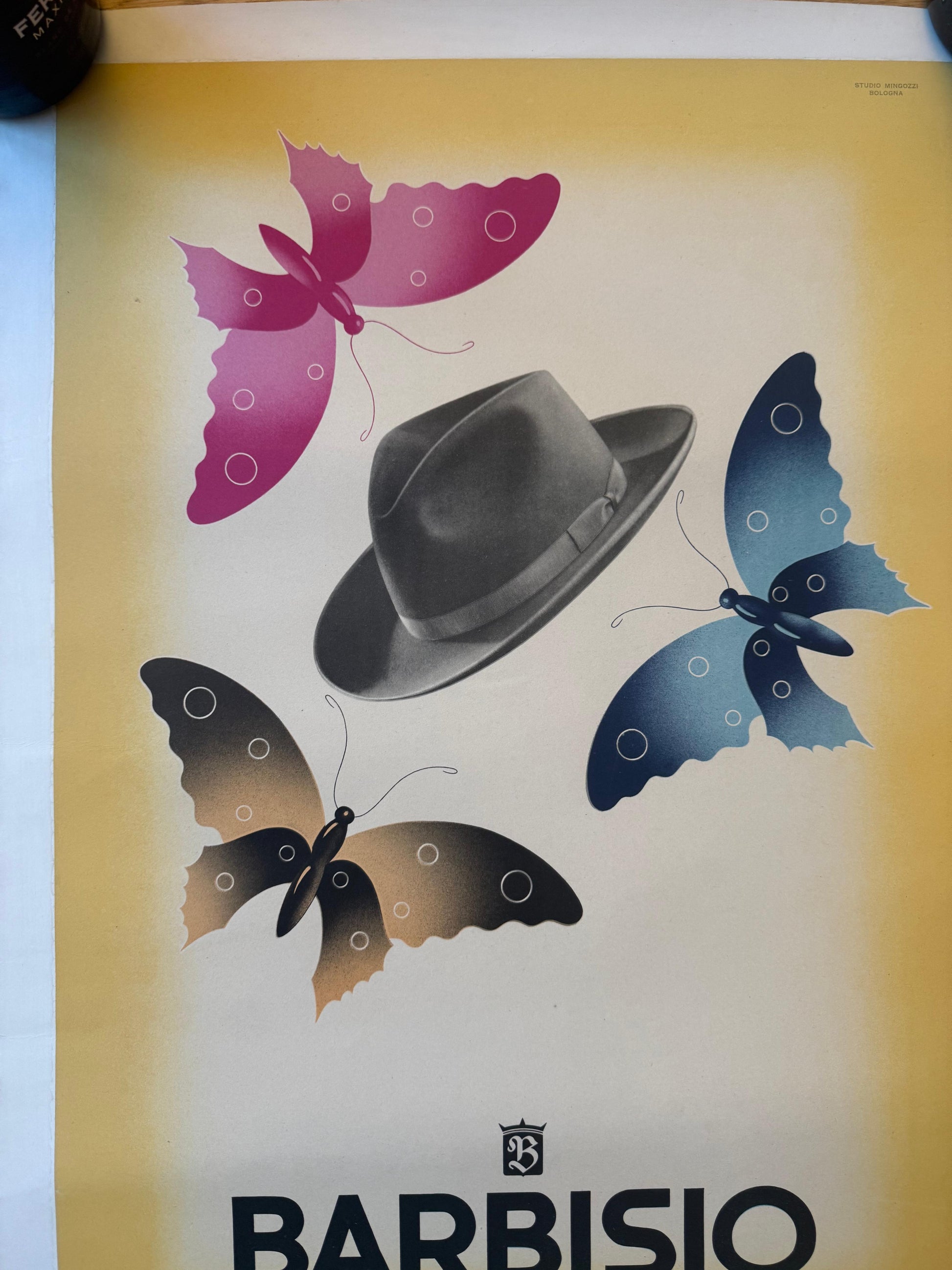 BARBISIO CAPPELLO E FARFALLE POSTER VINTAGE 50x70