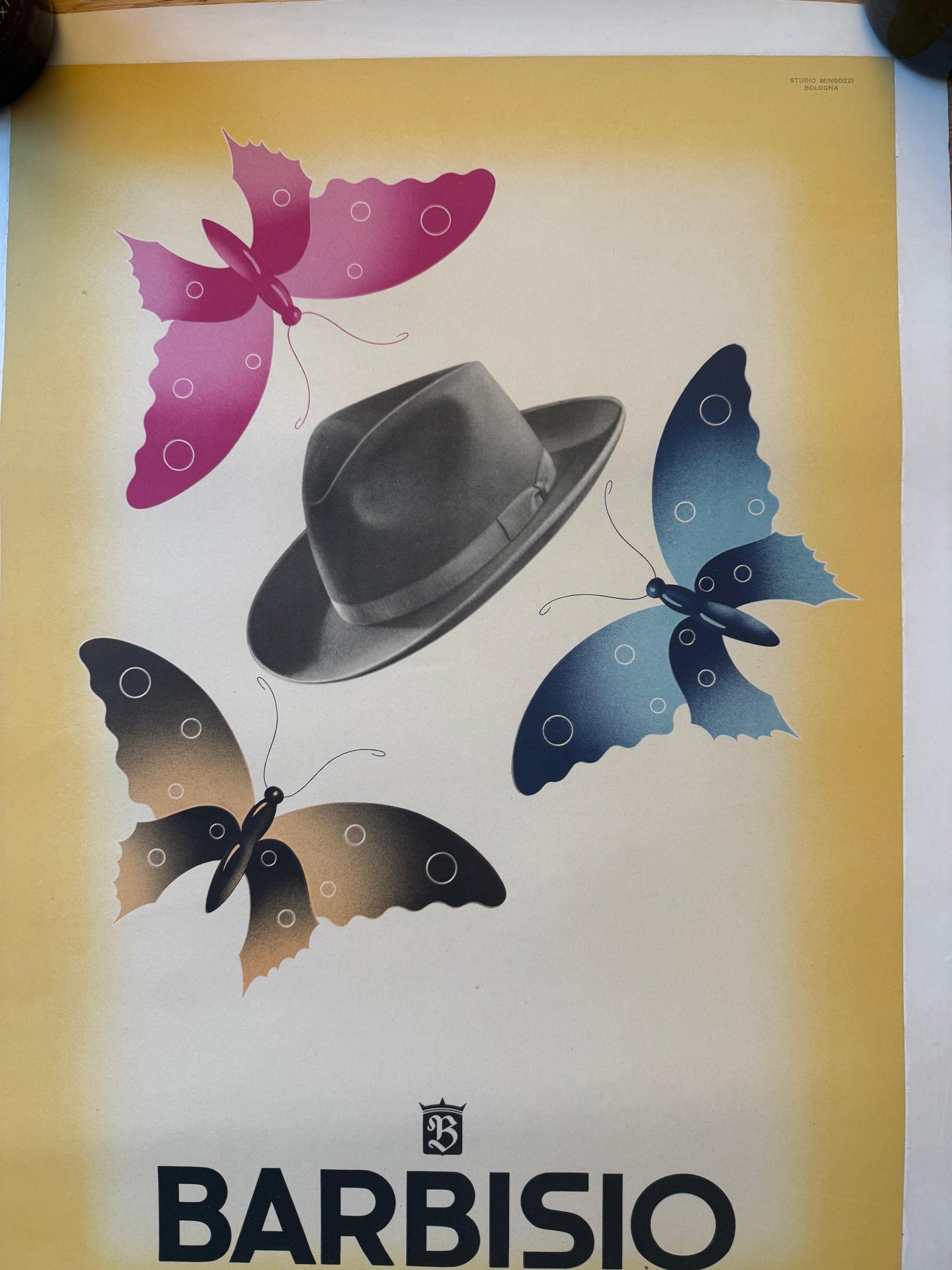 BARBISIO CAPPELLO E FARFALLE POSTER VINTAGE 50x70