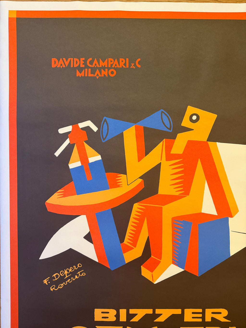 DEPERO FORTUNATO BITTER CAMPARI APERITIVO POSTER VINTAGE 70x100