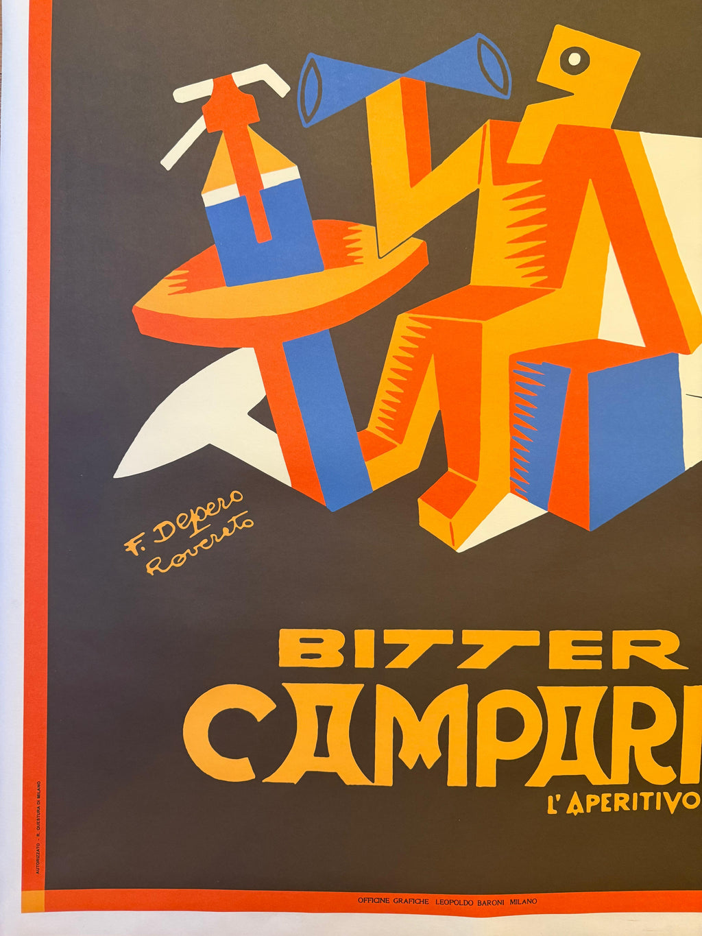 DEPERO FORTUNATO BITTER CAMPARI APERITIVO POSTER VINTAGE 70x100