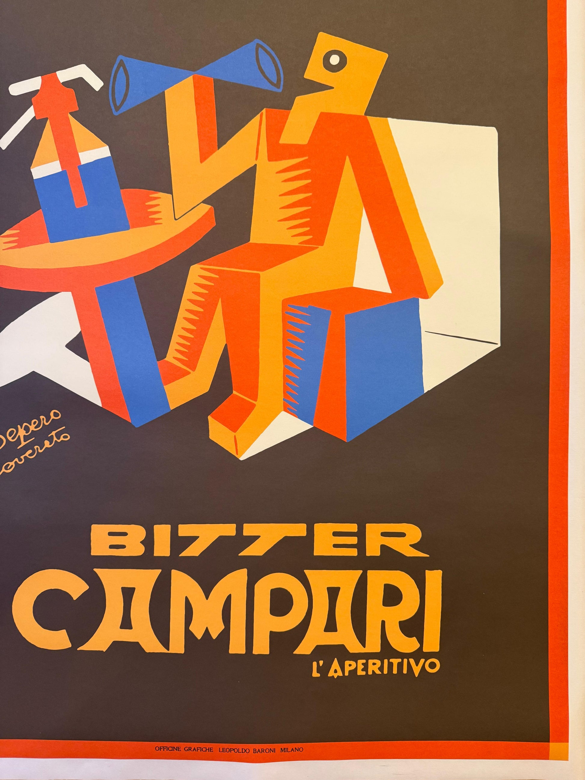 DEPERO FORTUNATO BITTER CAMPARI APERITIVO POSTER VINTAGE 70x100