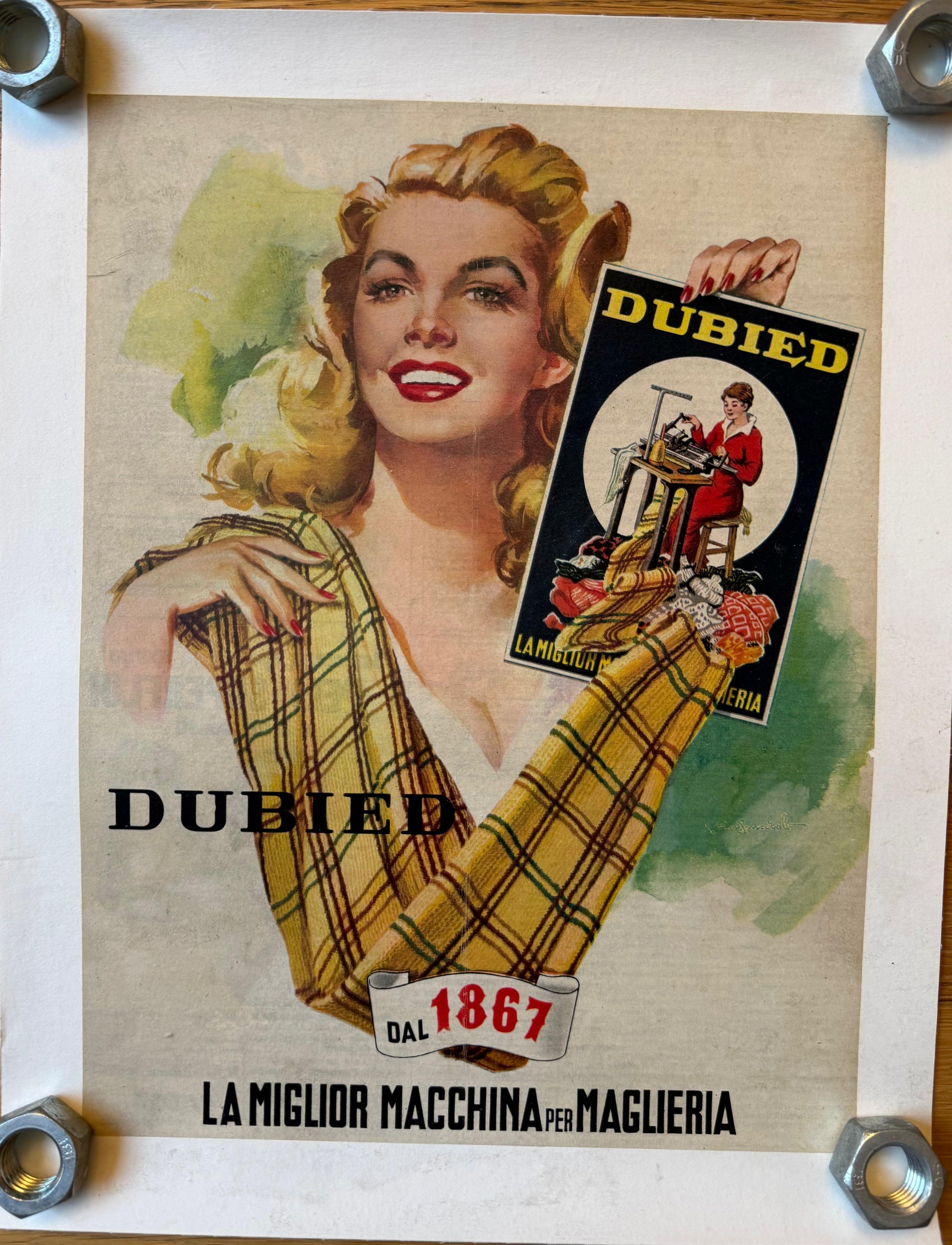 DUBIED LA MIGLIOR MACCHINA PER MAGLIERIA POSTER VINTAGE 30x40