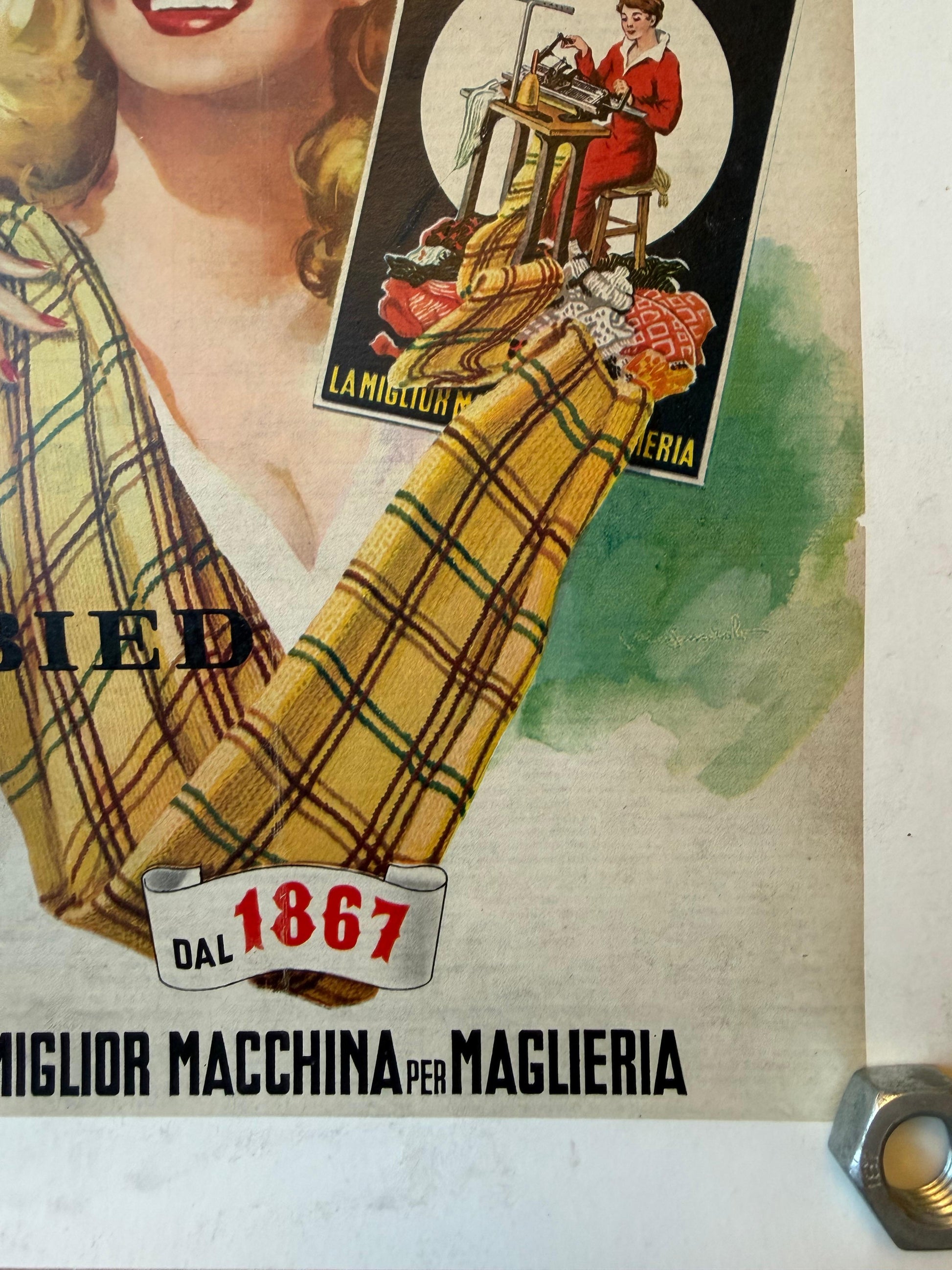 DUBIED LA MIGLIOR MACCHINA PER MAGLIERIA POSTER VINTAGE 30x40