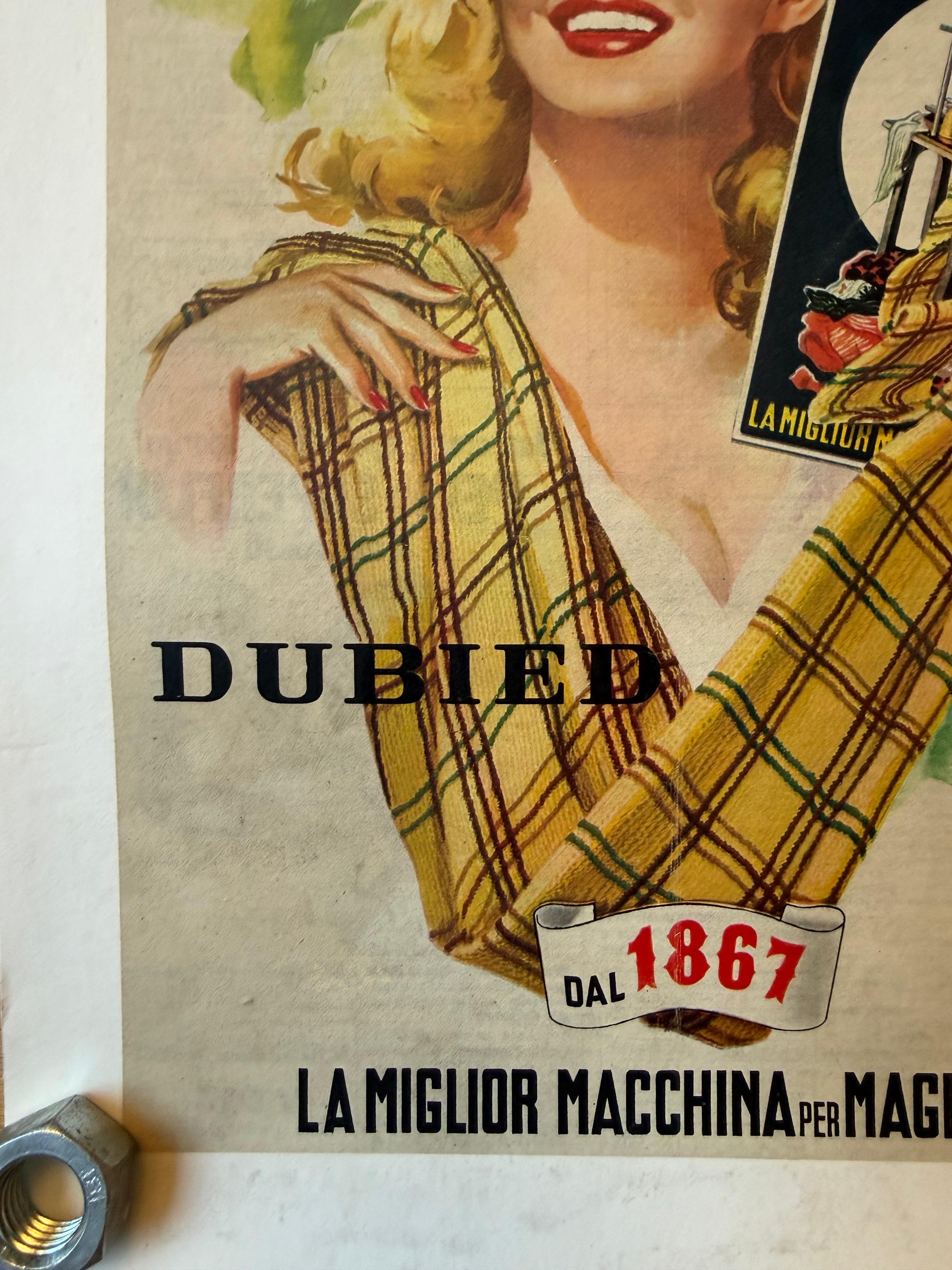 DUBIED LA MIGLIOR MACCHINA PER MAGLIERIA POSTER VINTAGE 30x40