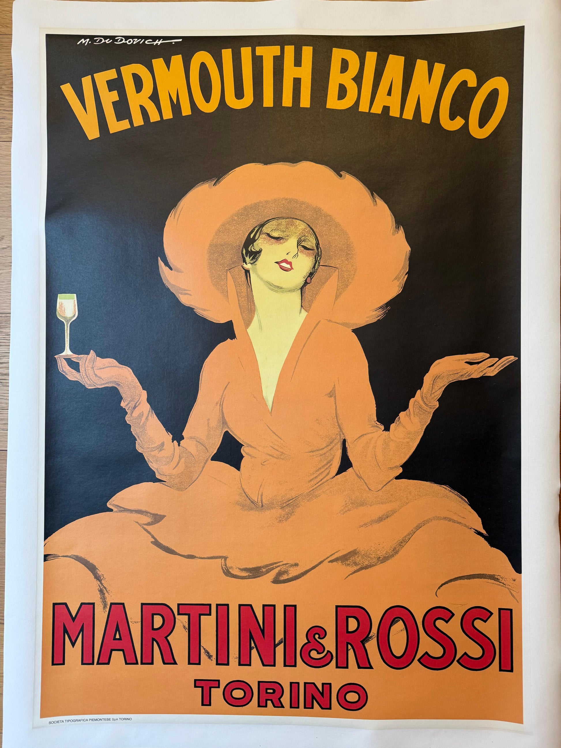 DUDOVICH MARCELLO VERMOUTH MARTINI BIANCO POSTER VINTAGE 70x100