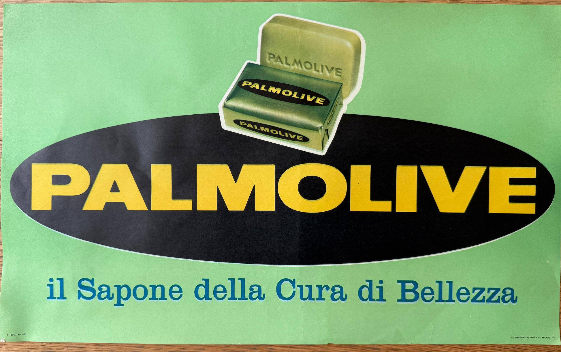 GRAFICHE RICORDI PALMOLIVE POSTER VINTAGE 59x39