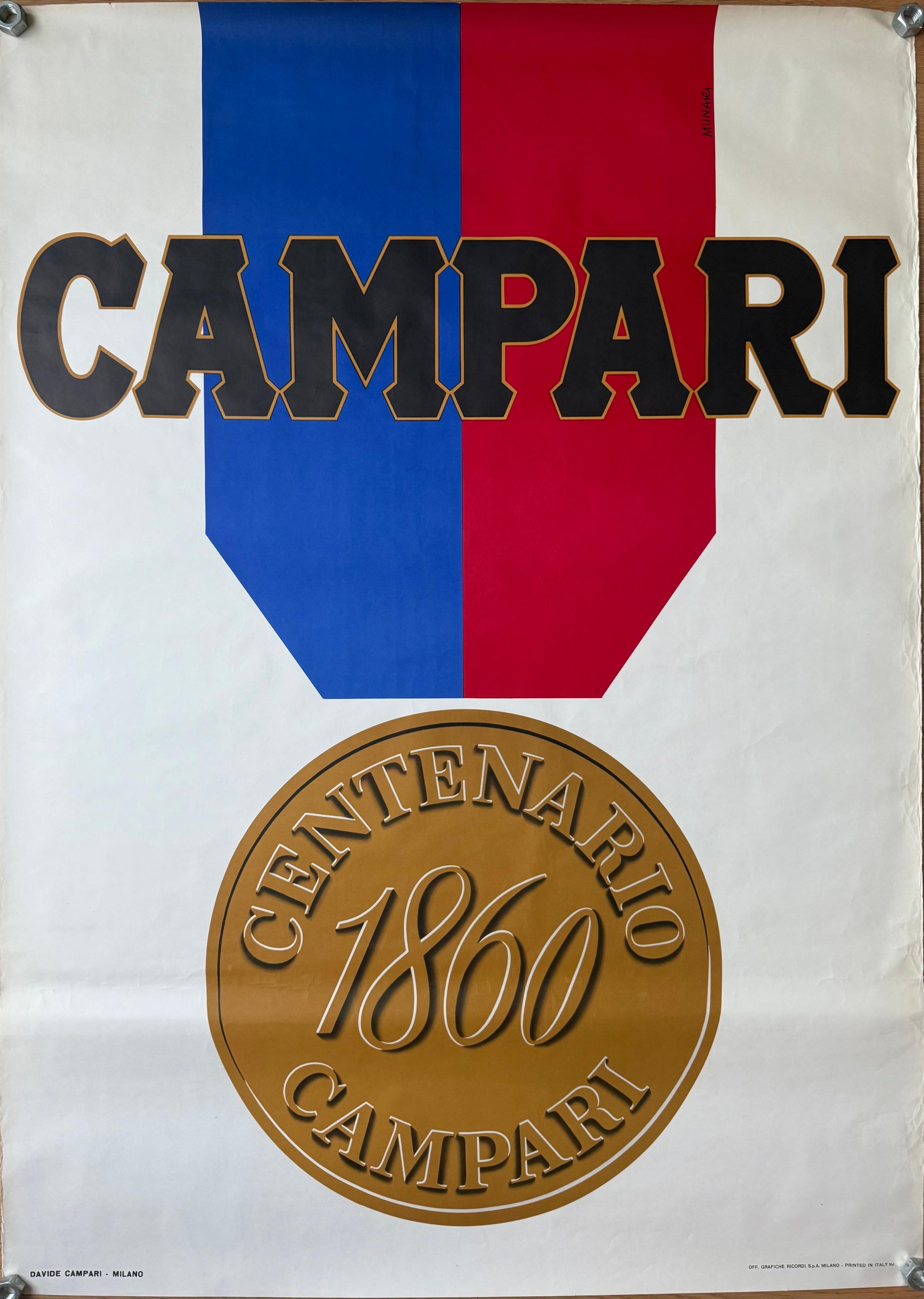 MUNARI CAMPARI CENTENARIO POSTER VINTAGE 100x140