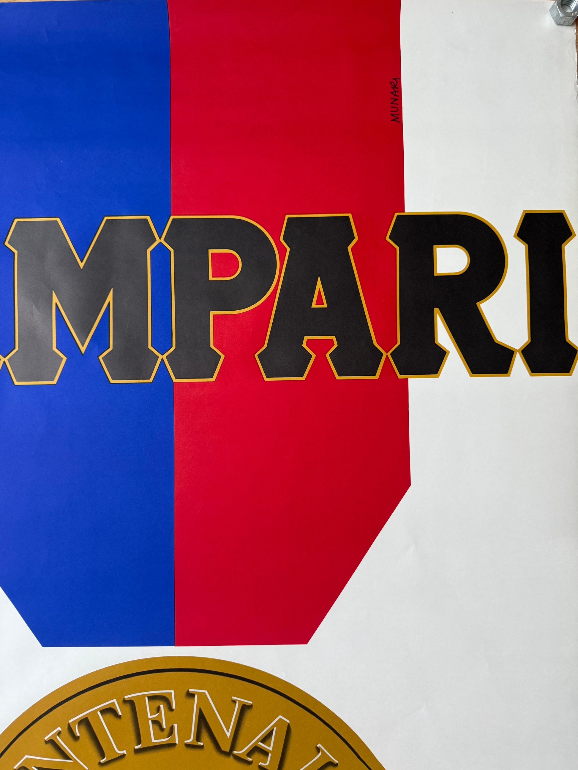 MUNARI CAMPARI CENTENARIO FRANCESE POSTER VINTAGE 100x140