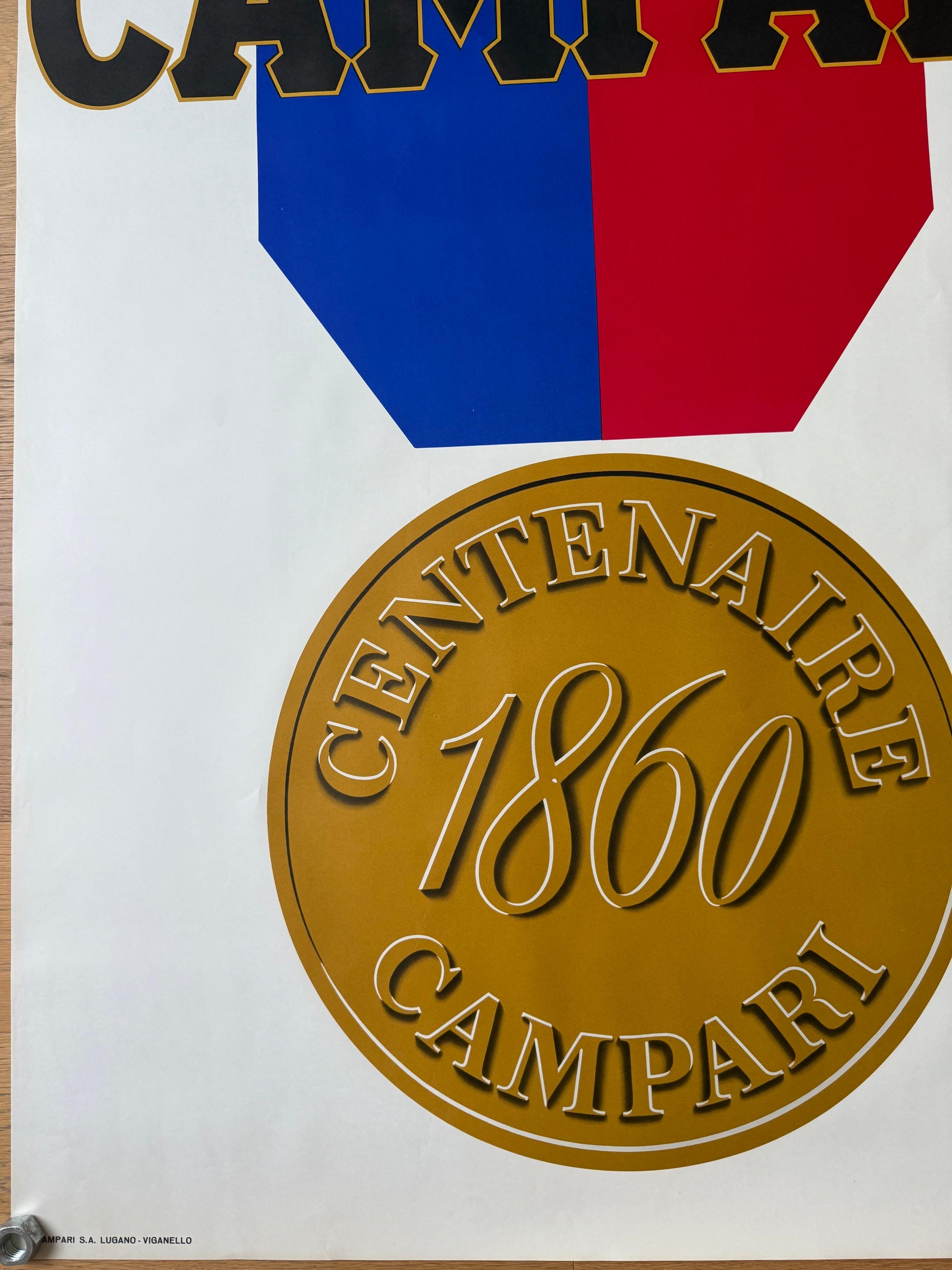 MUNARI CAMPARI CENTENARIO FRANCESE POSTER VINTAGE 100x140