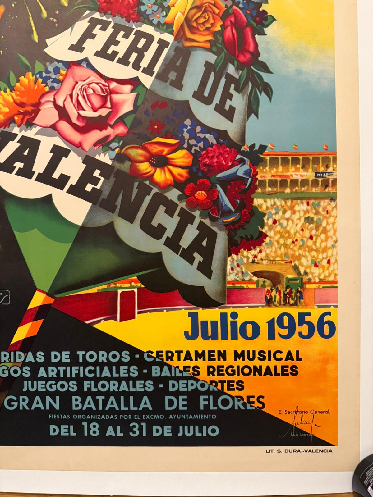 PERIS A FIERA VALENCIA 1956 POSTER VINTAGE 70x100