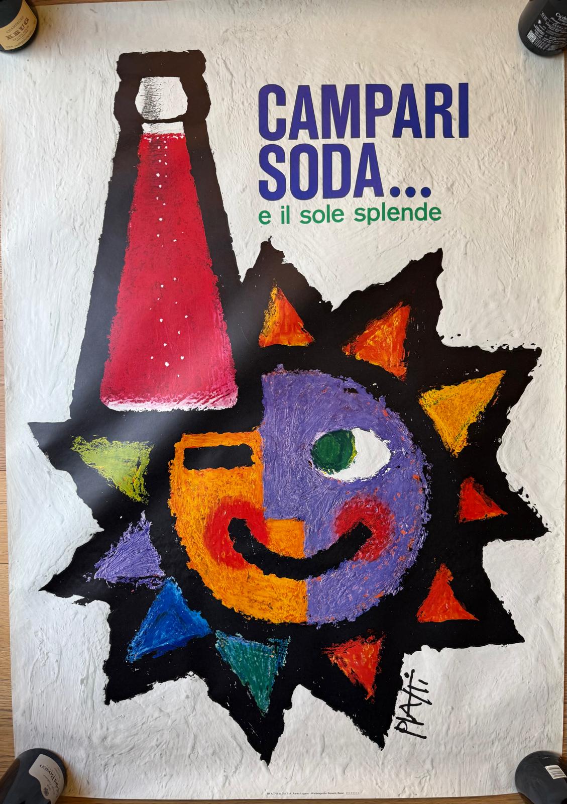PIATTI CAMPARI SODA SOLE POSTER VINTAGE 100x140