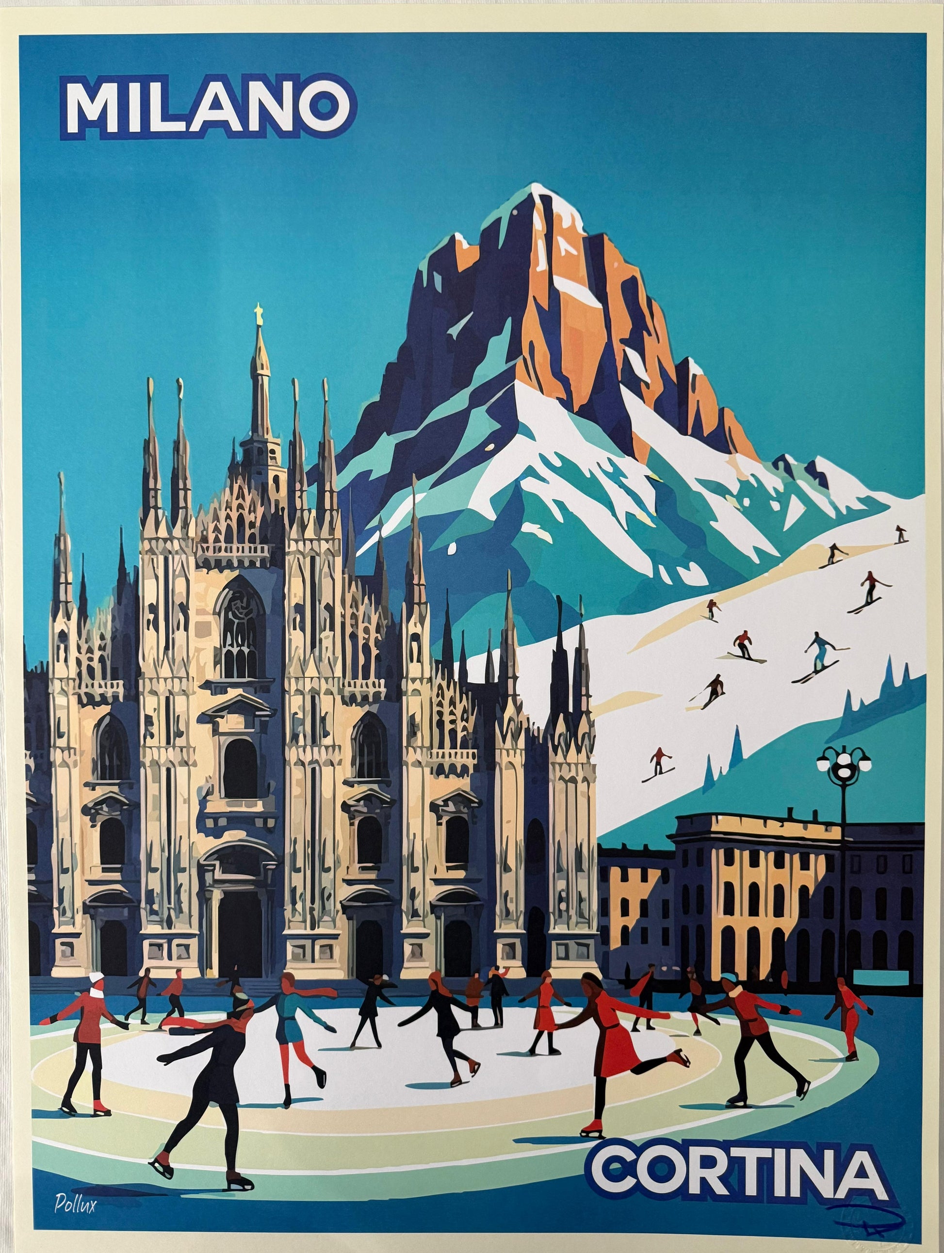 POLLUX MILANO & CORTINA WINTER LANDSCAPE POSTER VINTAGE 49x69
