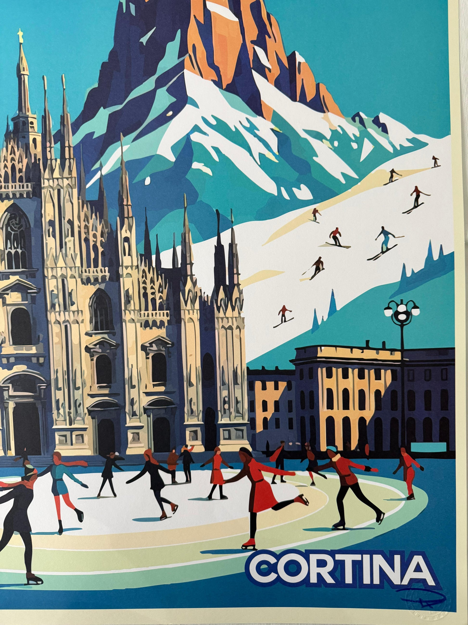 POLLUX MILANO & CORTINA WINTER LANDSCAPE POSTER VINTAGE 49x69