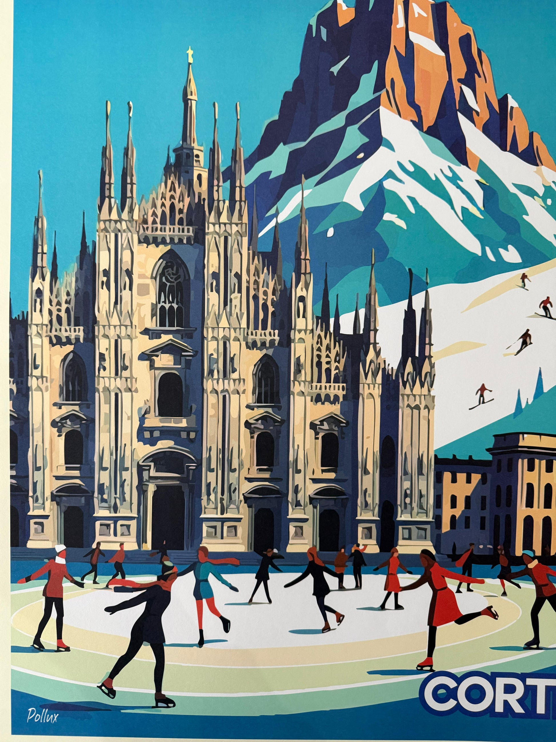 POLLUX MILANO & CORTINA WINTER LANDSCAPE POSTER VINTAGE 49x69