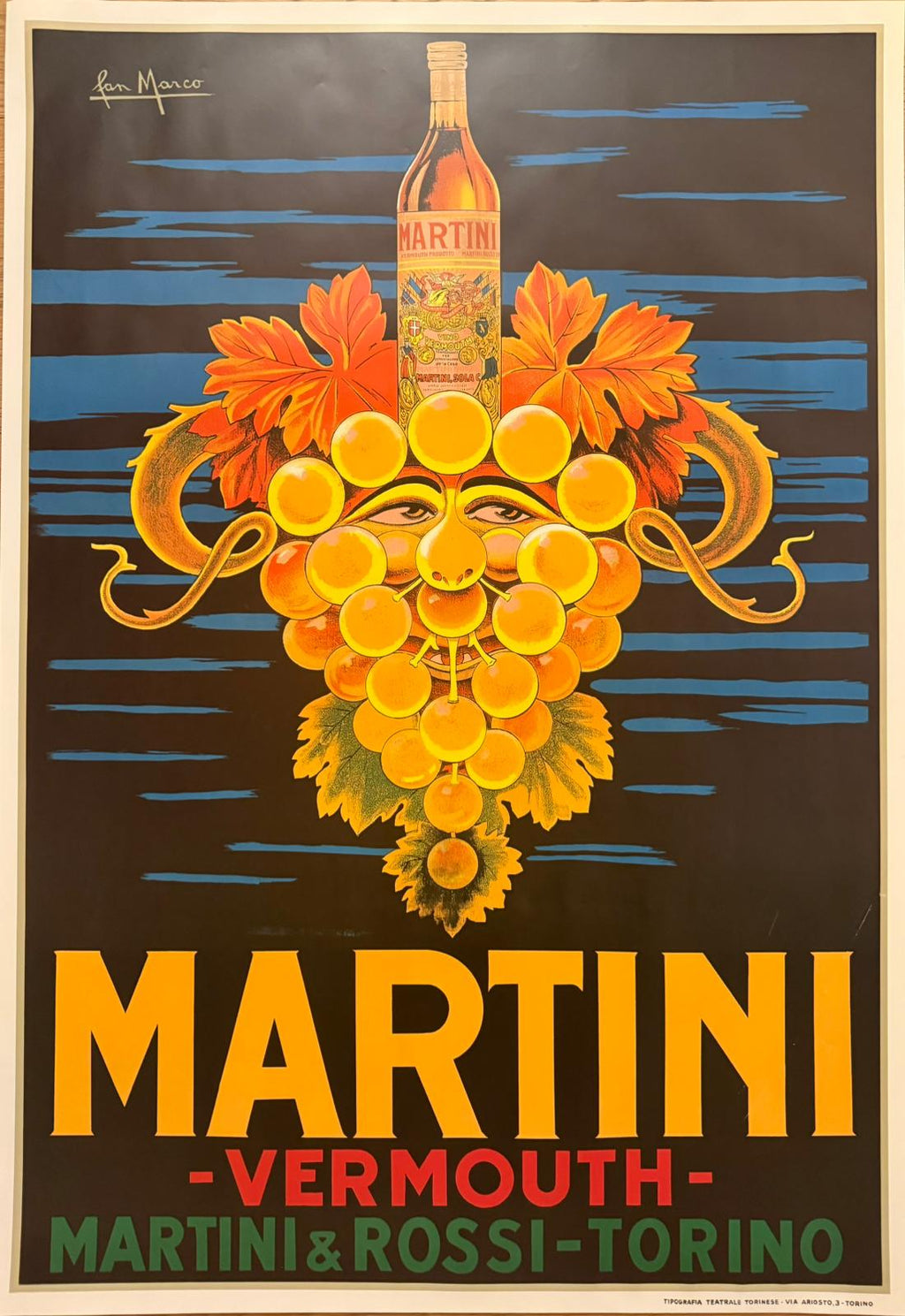 SAN MARCO MARTINI VERMOUTH POSTER VINTAGE 70x100