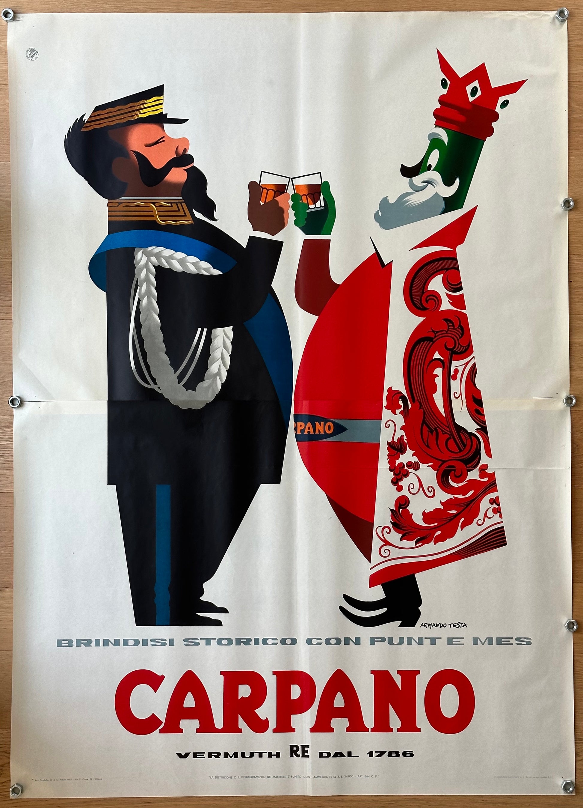 TESTA ARMANDO BRINDISI VITTORIO POSTER VINTAGE 140x200