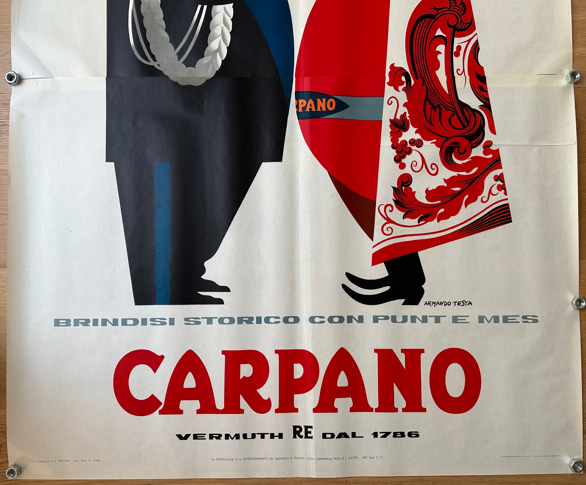 TESTA ARMANDO BRINDISI VITTORIO POSTER VINTAGE 140x200