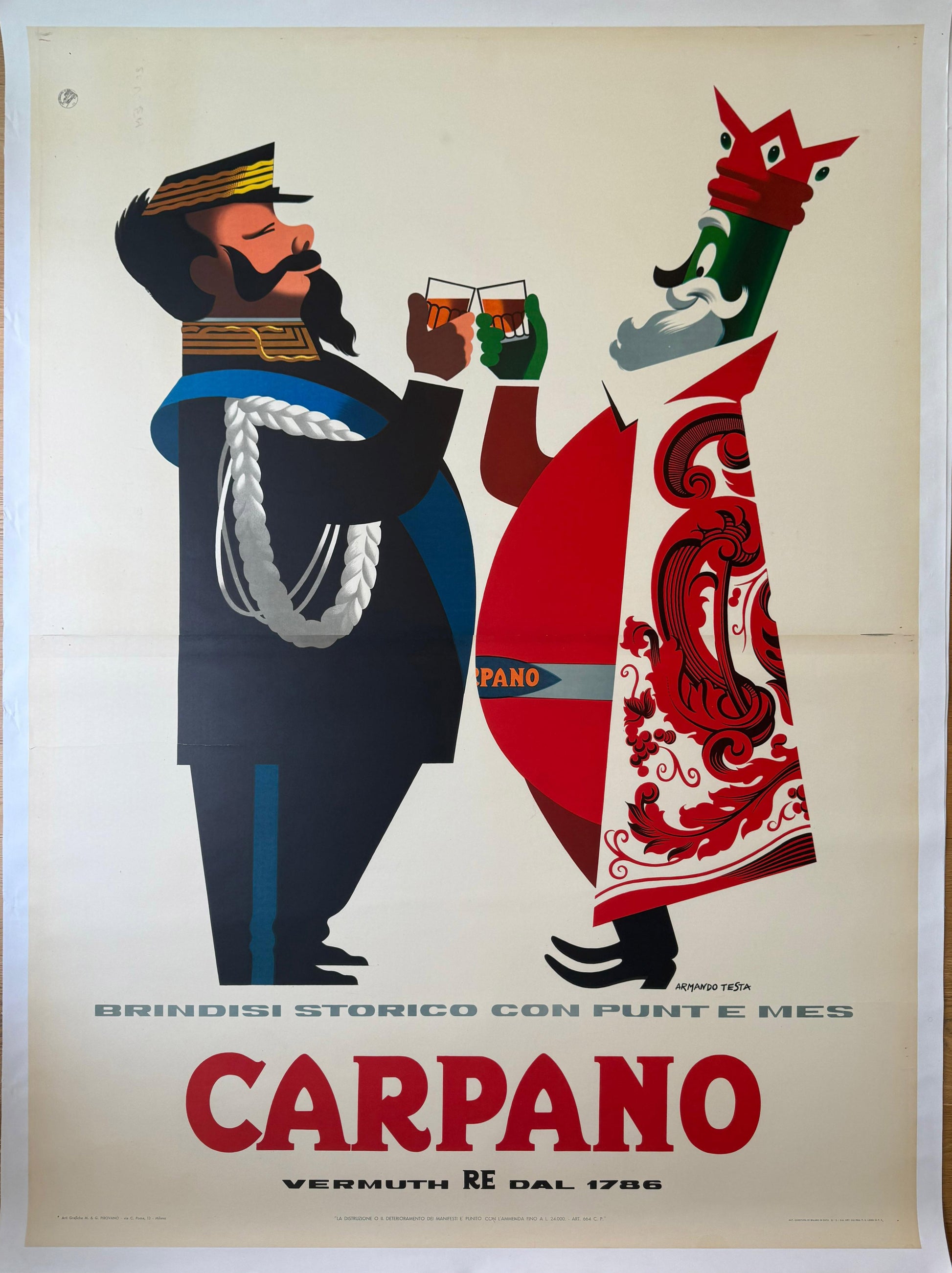 TESTA ARMANDO BRINDISI VITTORIO POSTER LINEN BACKED 140x200
