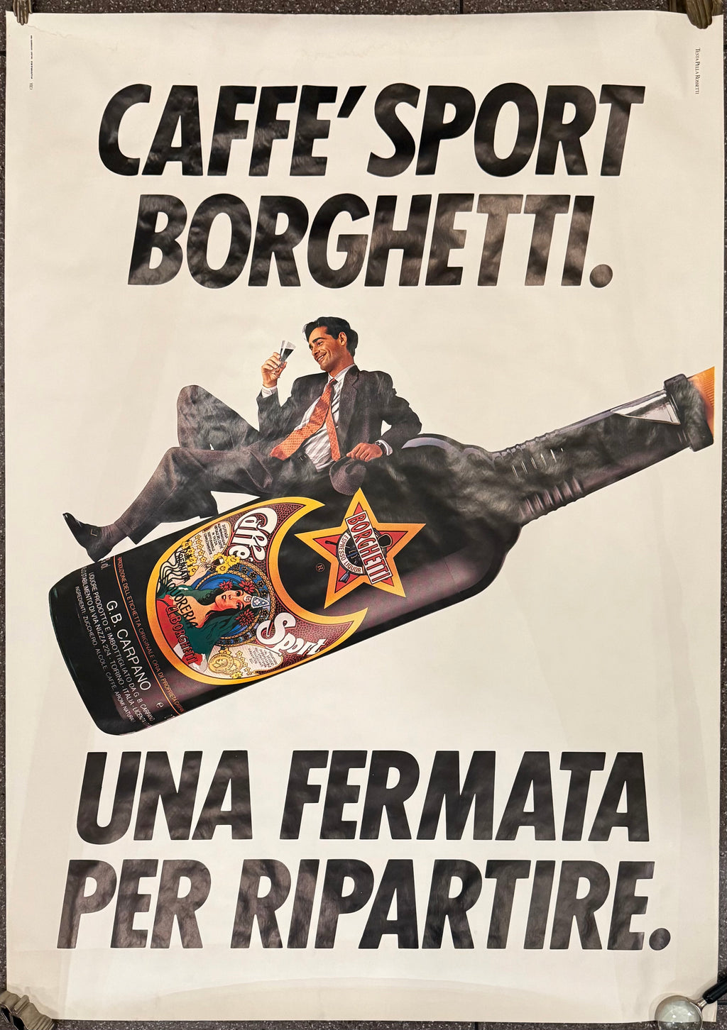 TESTA ARMANDO CAFFE BORGHETTI POSTER VINTAGE 100x70