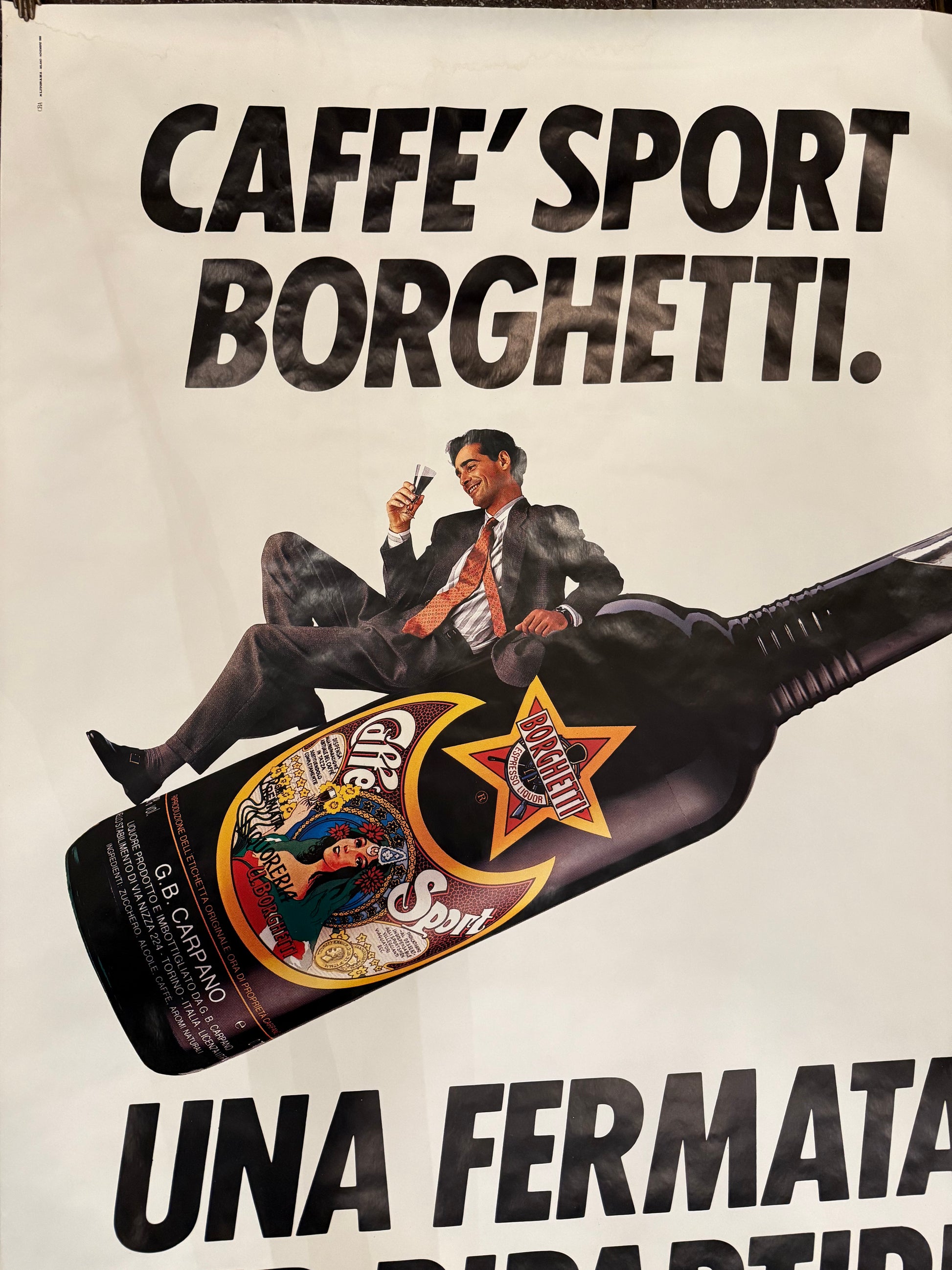 TESTA ARMANDO CAFFE BORGHETTI POSTER VINTAGE 100x70