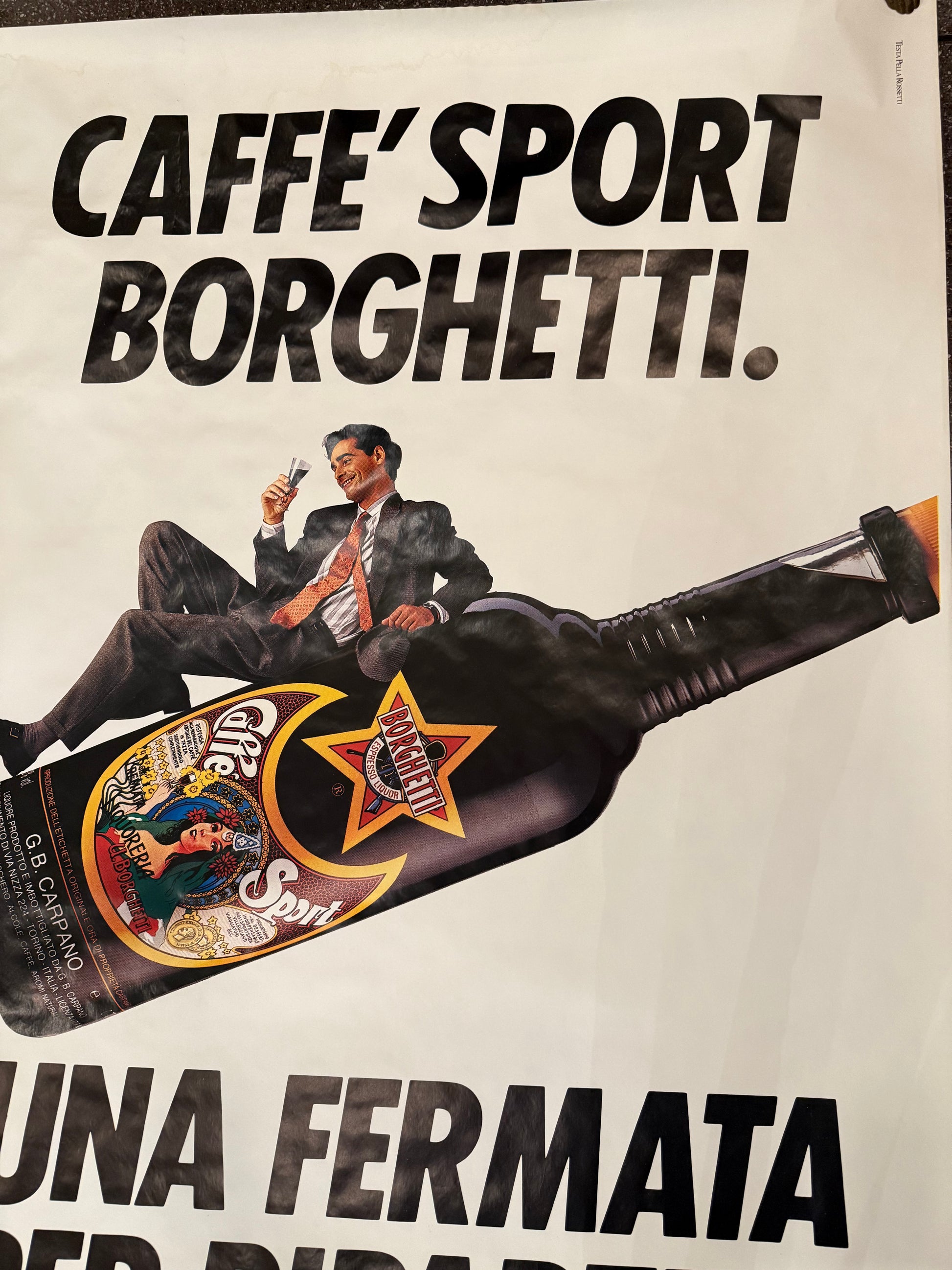 TESTA ARMANDO CAFFE BORGHETTI POSTER VINTAGE 100x70