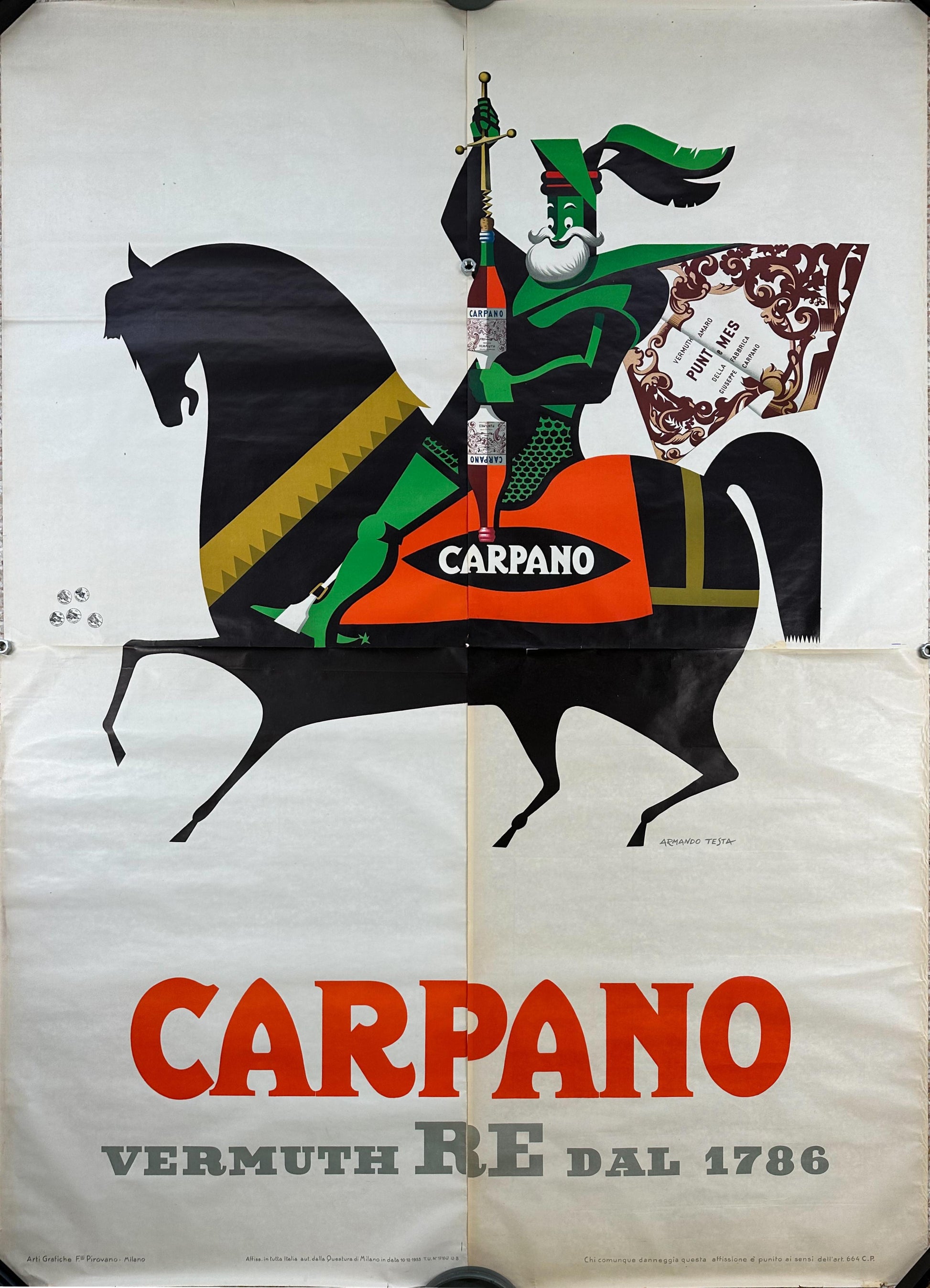 TESTA ARMANDO CARPANO CAVAL AD BRUNS POSTER VINTAGE 200x280