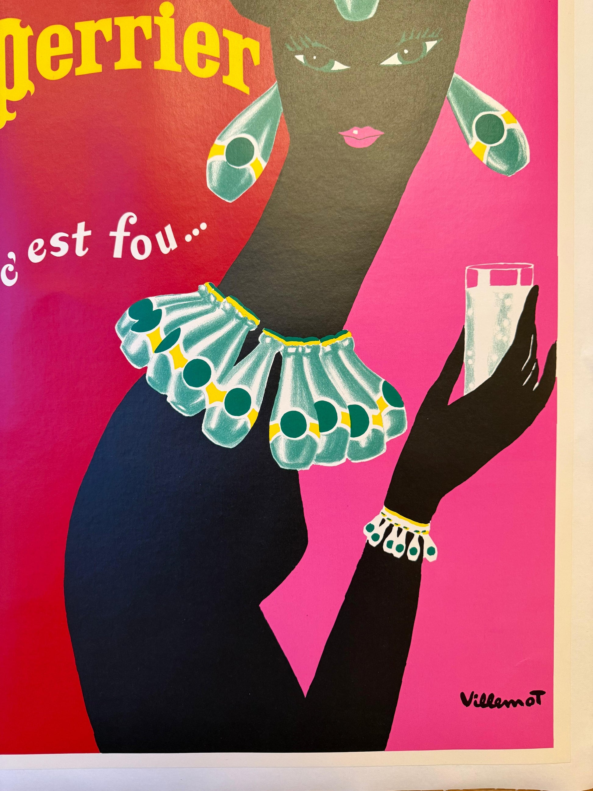 VILLEMOT BERNARD PERRIER C'EST FOU POSTER VINTAGE 40x60