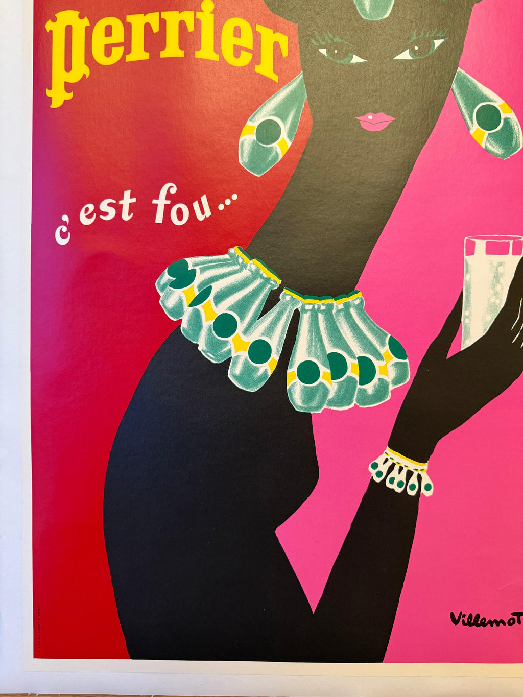 VILLEMOT BERNARD PERRIER C'EST FOU POSTER VINTAGE 40x60