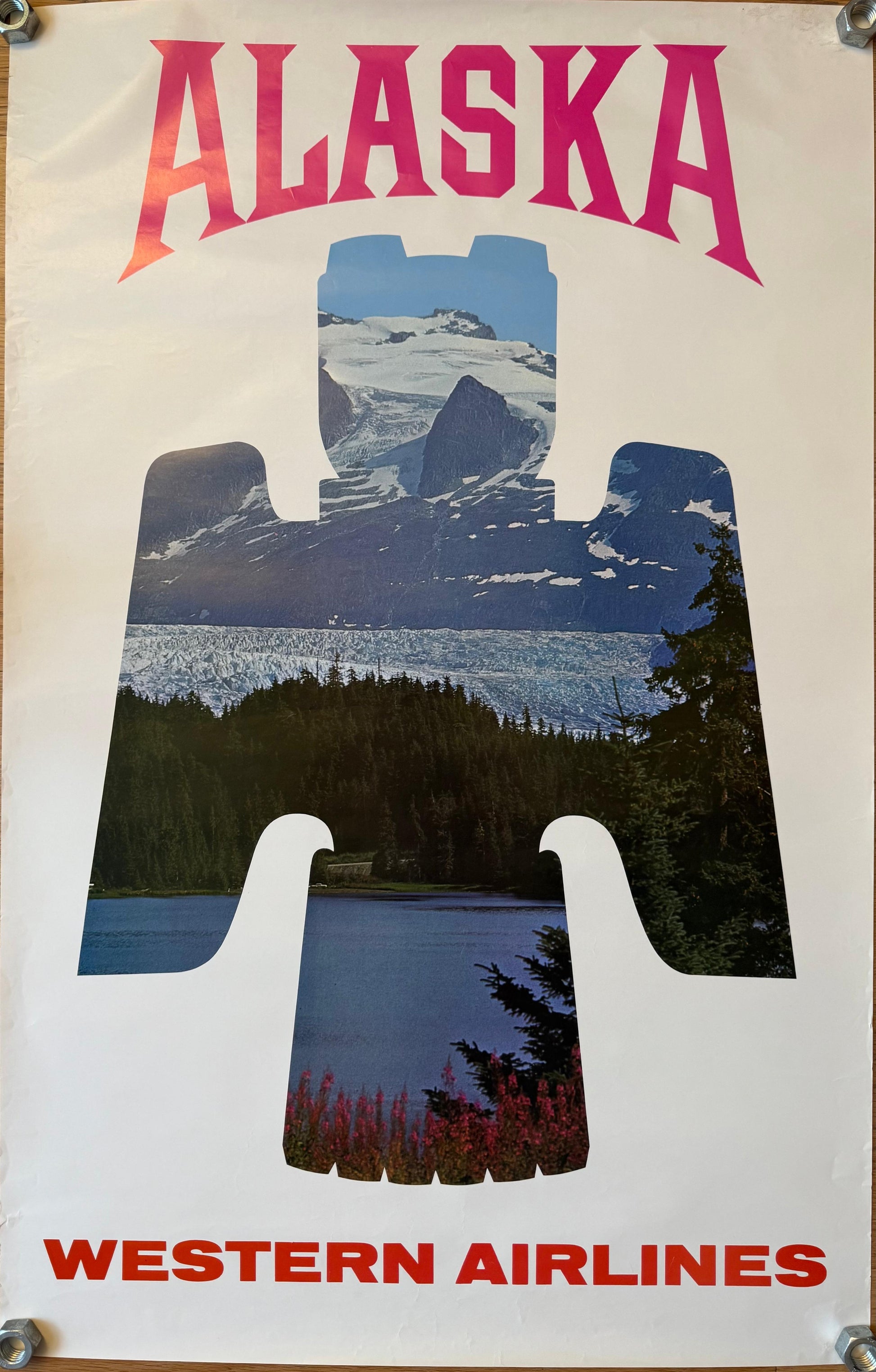WESTERN AIRLINES ALASKA POSTER VINTAGE 70x100