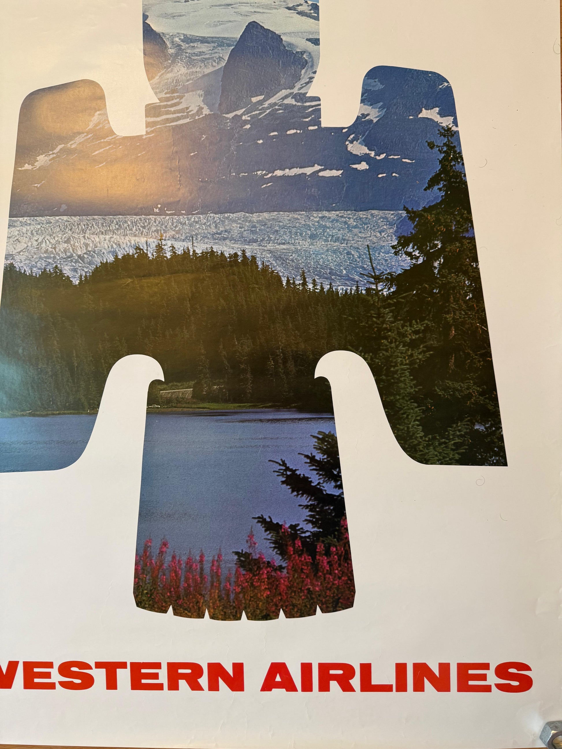 WESTERN AIRLINES ALASKA POSTER VINTAGE 70x100